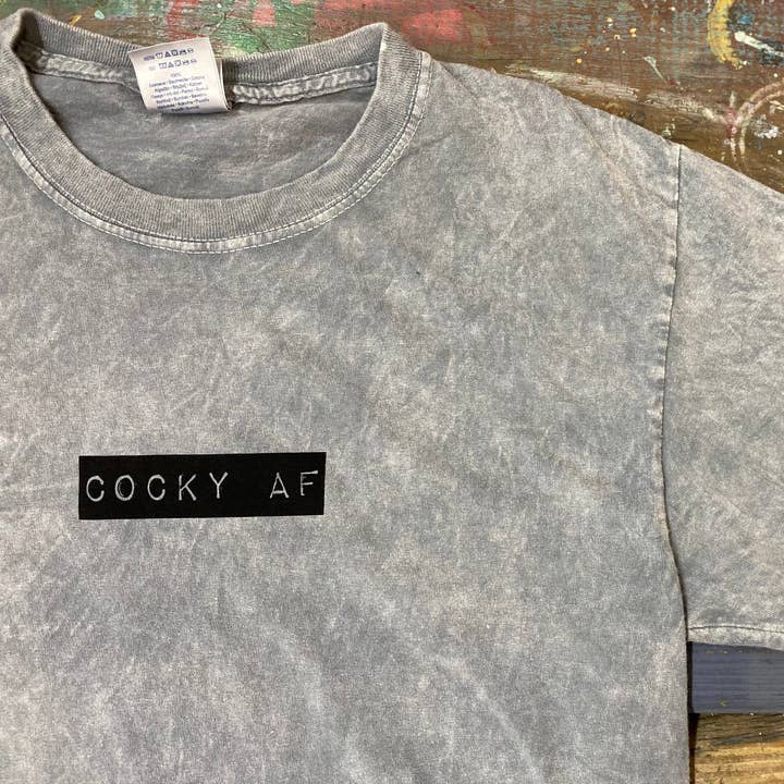 COCKY AF MINERAL WASH TEE for wholesale by The Cocky Brand