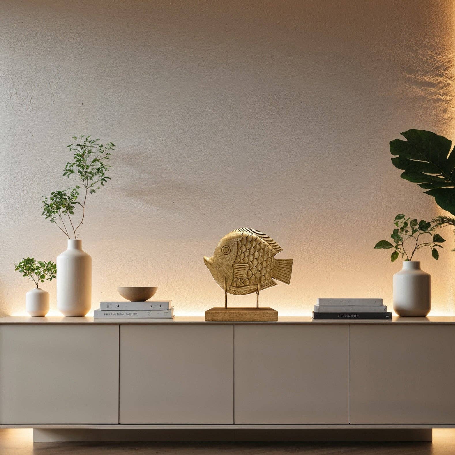 Marrón Susurro del Océano – Escultura de Pez Tallada a Mano en Madera, Decoración Artística para el Hogar de venta al por mayor en Faire9