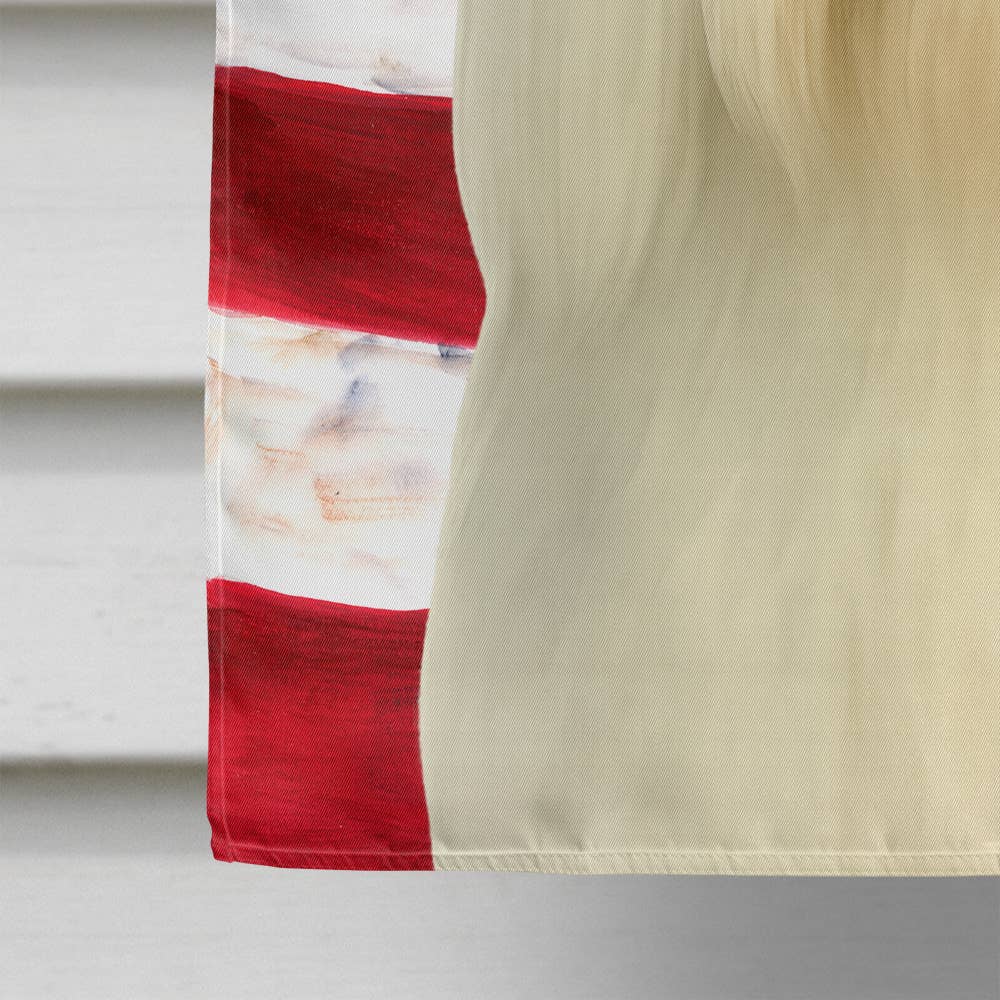 Caroline's Treasures - Venta al por mayor Bandera y manga de viento - Bandera de Casa con Bandera Americana Lhasa Apso Blanco WDK62902