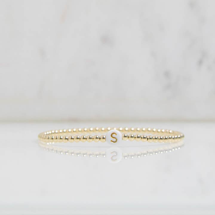 Emily Anne Designs LLC - Wholesale Beaded Bracelet - Gold Initial Bracelet5