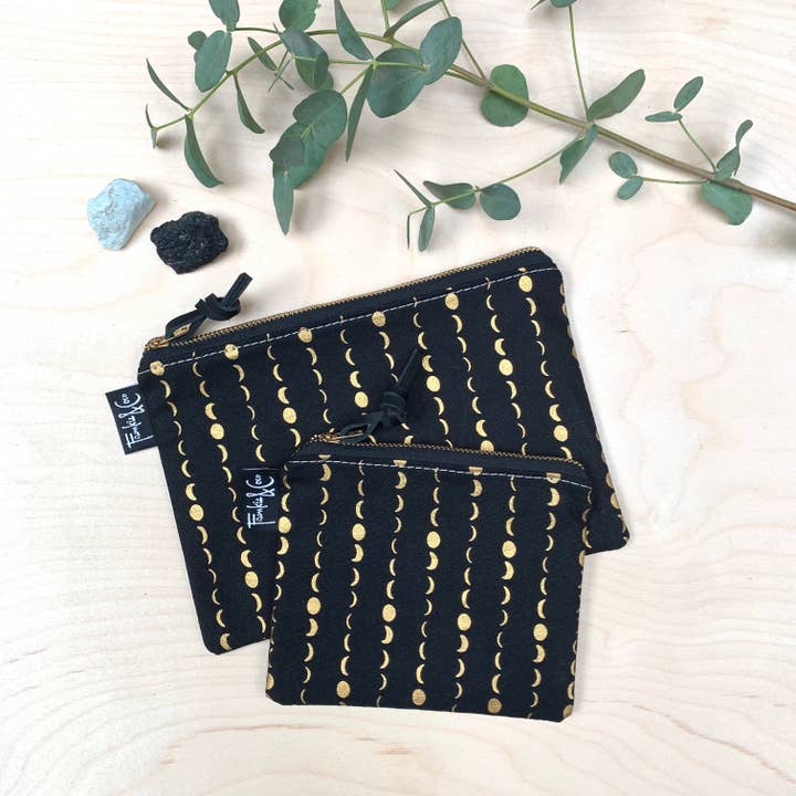 PACIFIC ZIPPER POUCH IN DARK MOONS for wholesale by Frankie & Coco PDX