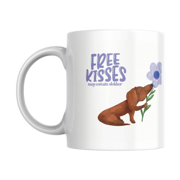 Valentijnsmok 'Free Kisses May Contain Slobber' - Grappig Honden Cadeau voor wholesale door Teckels Tales Travels