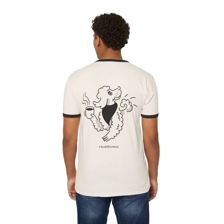Natural Black Cleo&Hooman Coffee Ringer T‑Shirt (Limited Edition) for wholesale on Faire3