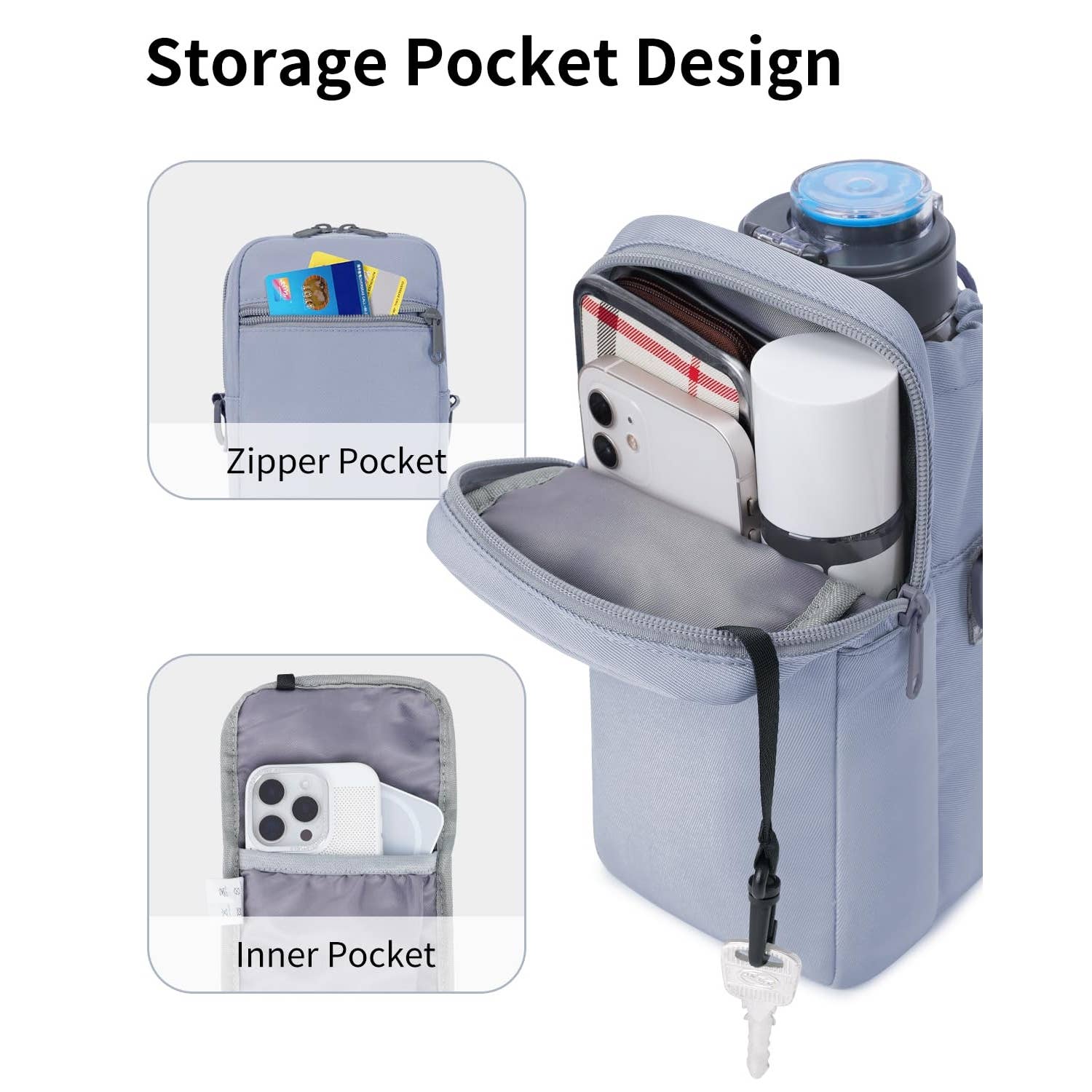 wandf – wholesale Crossbody-väska – Unisex – Vattenflaskhållare med telefonficka för vandring12