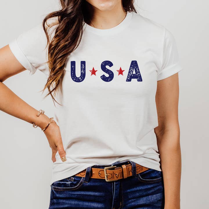 Camiseta estampada de EE. UU. - Camiseta unisex Bella + Canvas para venta al por mayor de Lissi Designs