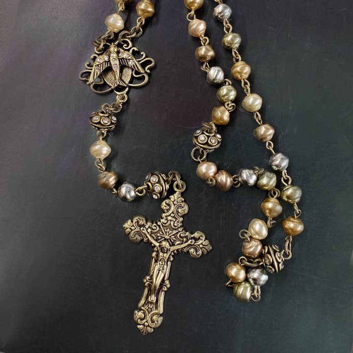 Sweet Romance Jewelry - Wholesale Prayer Beads Necklace - Pearls of Wisdom Holy Spirit Rosary N11546