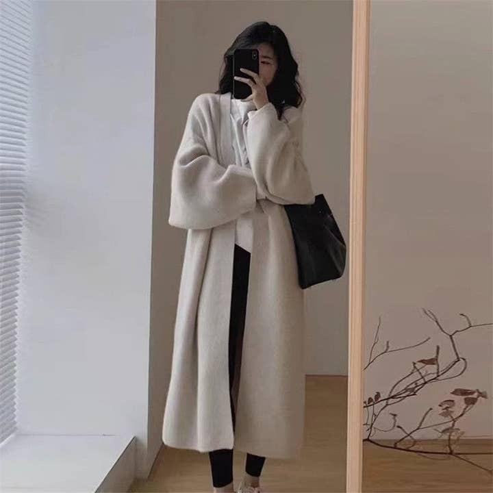 Oversized Solid Color Long Knit Cardigan for wholesale by UZ Wholesale Store
