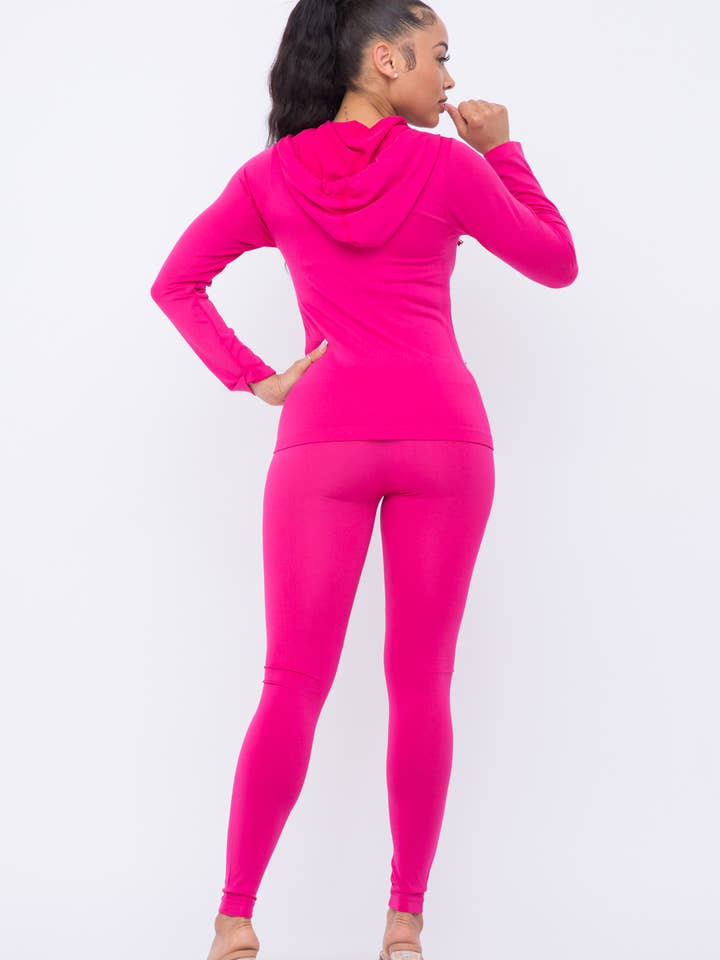 Julia by LoveJ - Wholesale Top & Pant Set (NOT Loungewear) - Women's - Seamless Zip Up Hoodie Jacket And Leggings Set