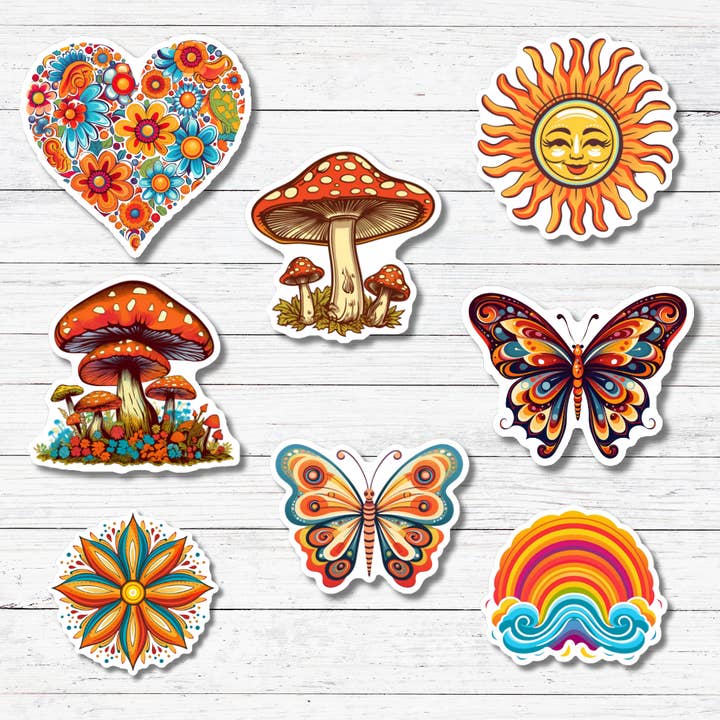 Oily Graphic Creations - Wholesale Sticker - Retro Mushrooms No Flowers- Retro Stickers/Magnet3