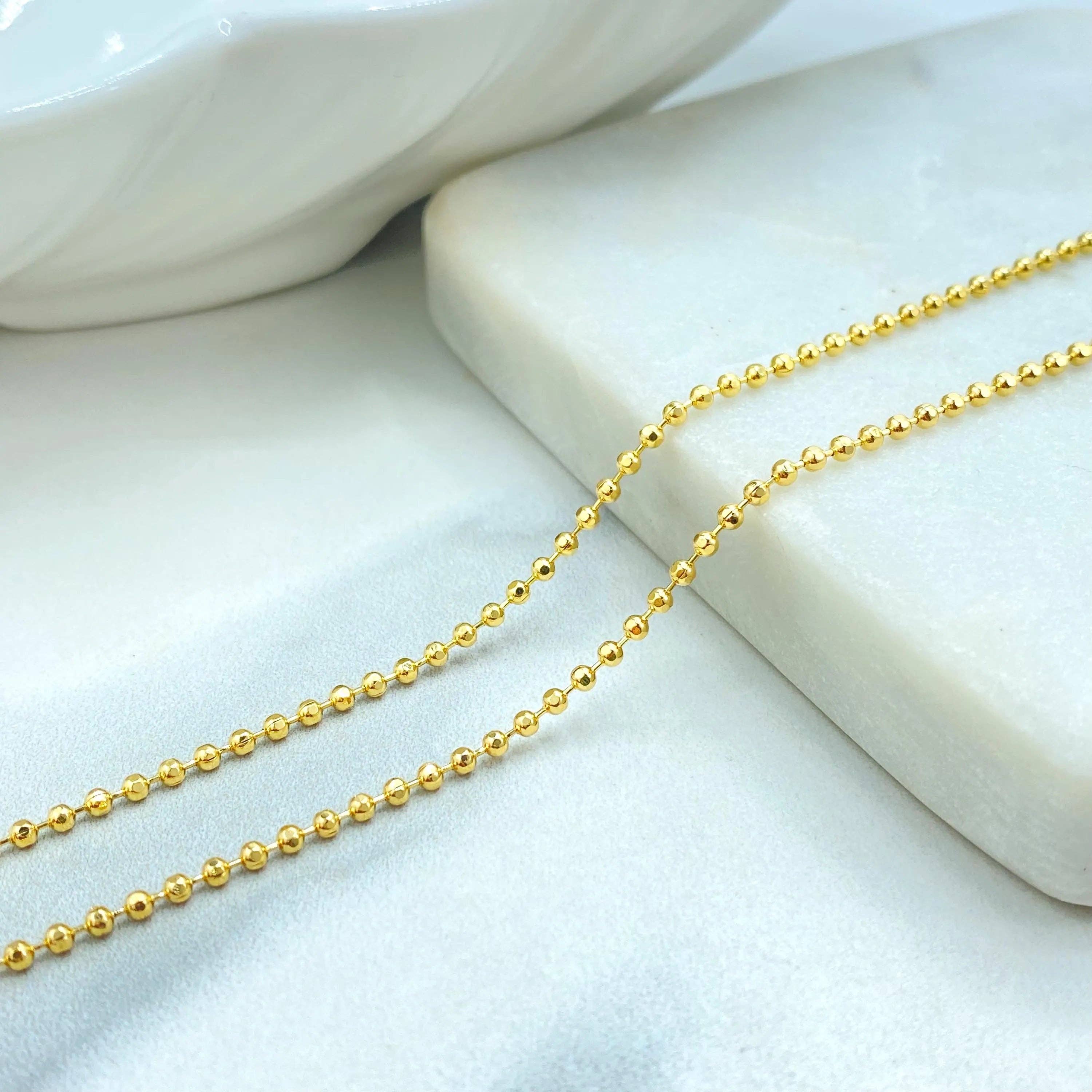 Luxus Accessories - Wholesale Beaded/Pearl Necklace - 18k Gold Filled Bead Ball Chain Necklace, 2mm Round Beads Chain, Available in 18" or 20", Minimalist Gold Chain4