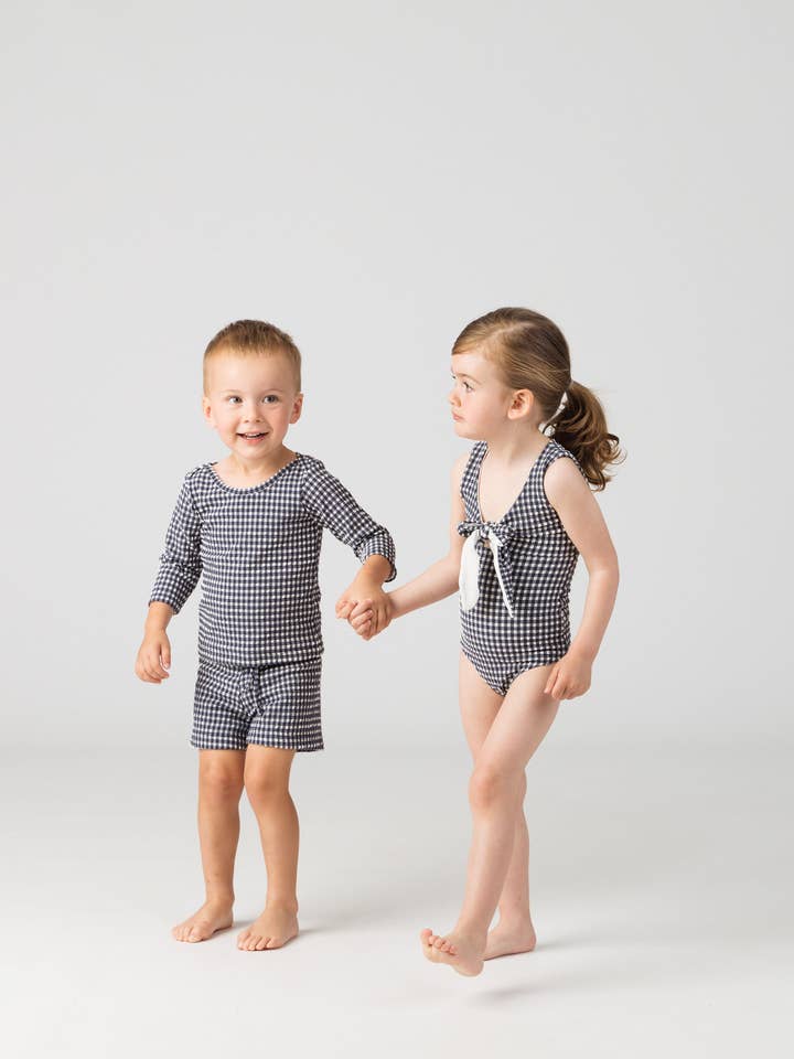 Fleur Girls in Sapphire Gingham für den Großhandel von Fiola Rose Swim