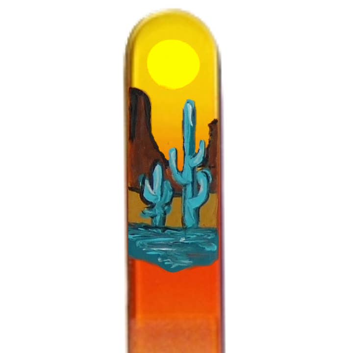 Classy Nail Files - Wholesale Nail File - Desert Oasis Cactus Southwest Hand Painted Crystal Nail File