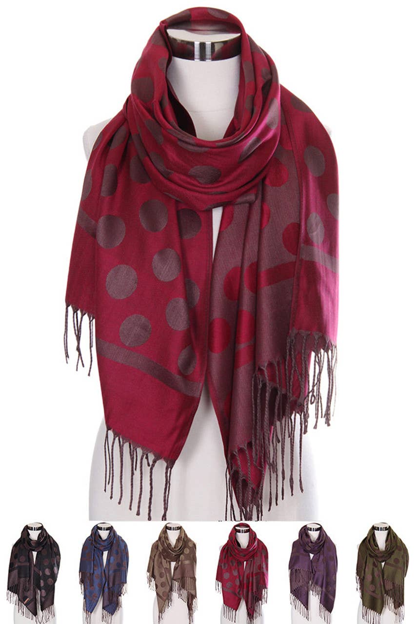 Hana - Wholesale Scarf - Women's - Polka Dot Pattern Pashmina Scarf12