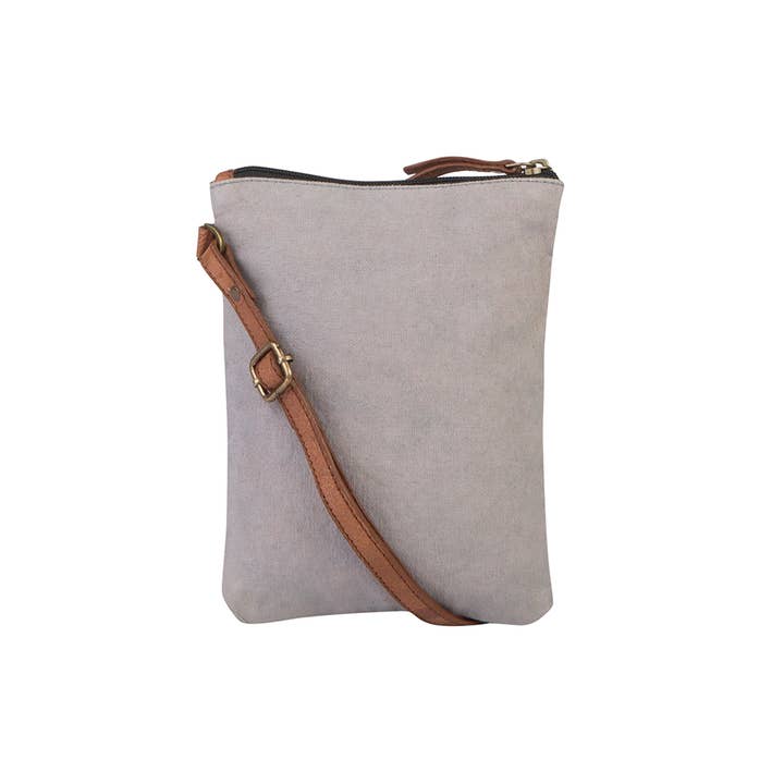 Mona B. - Wholesale Crossbody Bag - Women's - Ava Up-Cycled Canvas and Genuine Leather Crossbody Bag2