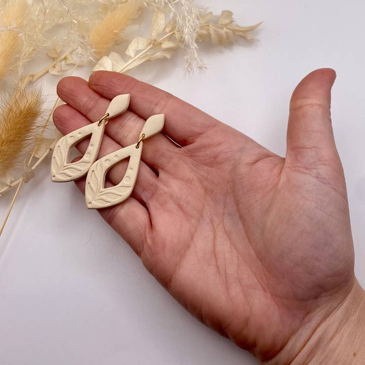 Neutral floral Dangle for wholesale by Day Made Designs