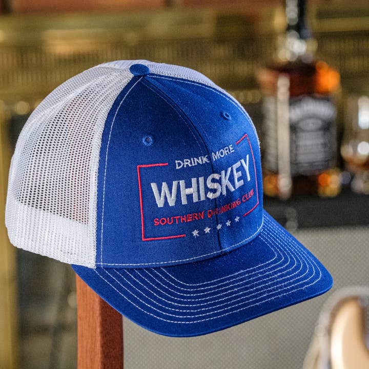 Drink More Whiskey Snapback Hat for wholesale by Southern Drinking Club