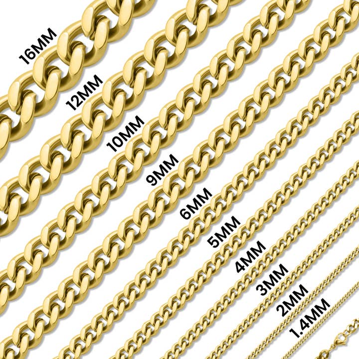 WJW - Wholesale Link & Chain Necklace - Stainless Steel Gold Curb Chain Necklace