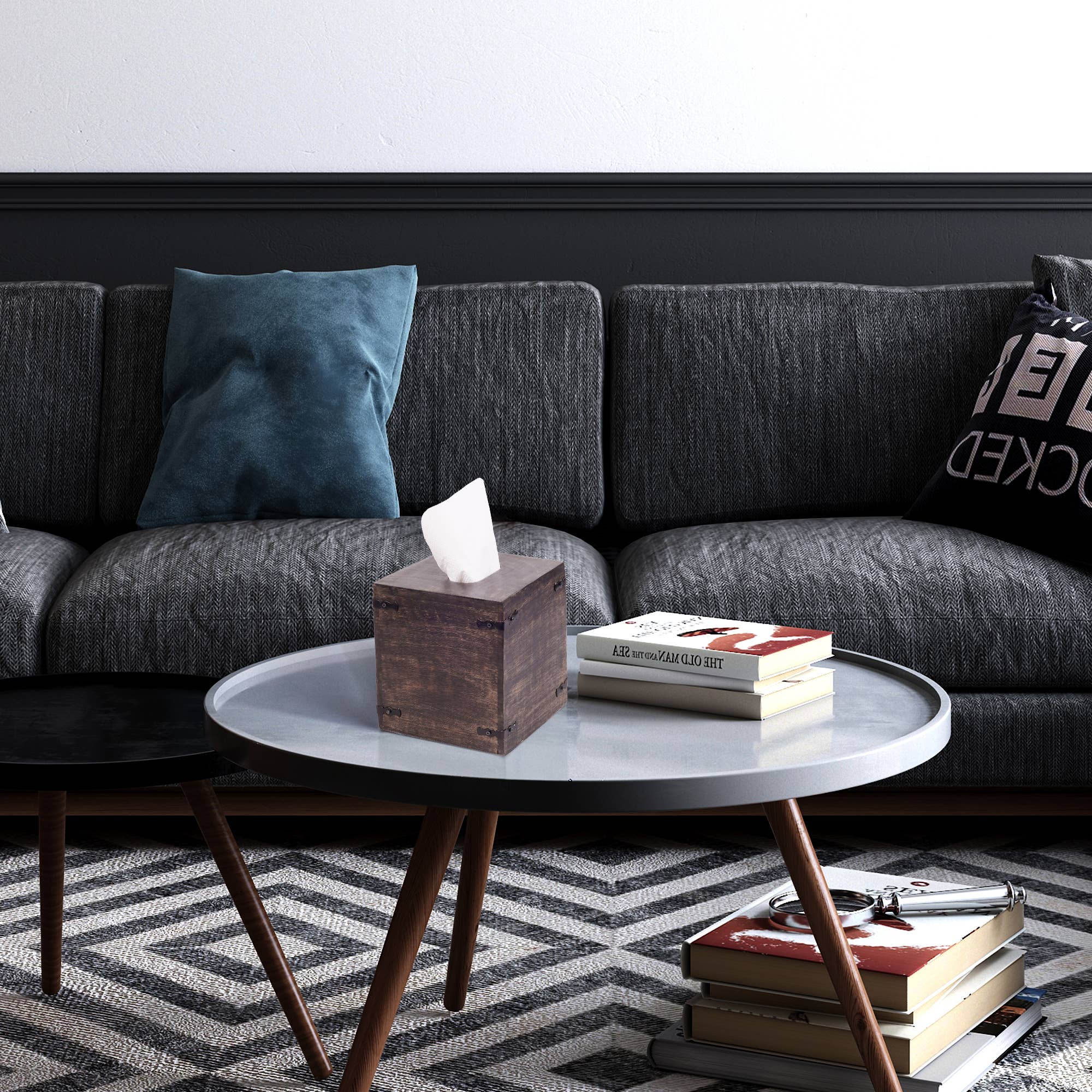 LuxeDesigns Co LLC - Wholesale Tissue Box - Rustic Wood Tissue Box w/ SlideOut Bottom-Square (Set of 2)11