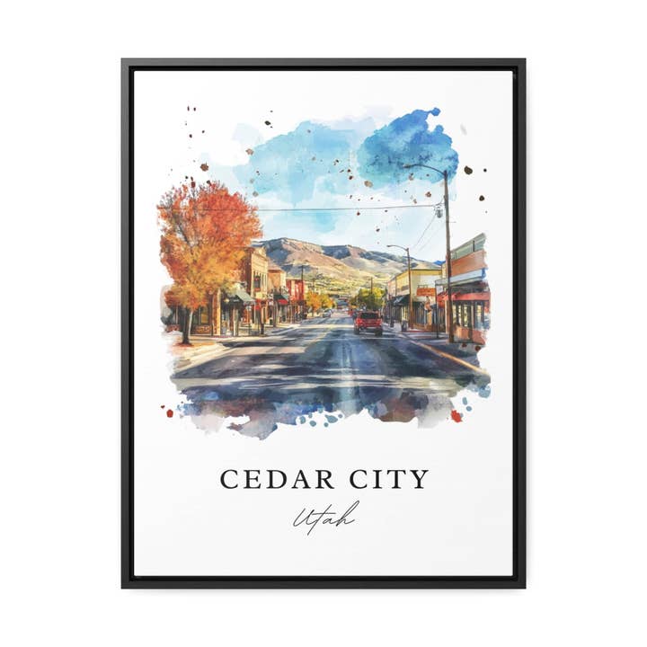 Premium Travel Art - Vente Affiche d'art - Art mural de Cedar City, Impression de Cedar City Utah, Art aquarelle du comté d'Iron, Cadeau de Cedar City UT,4