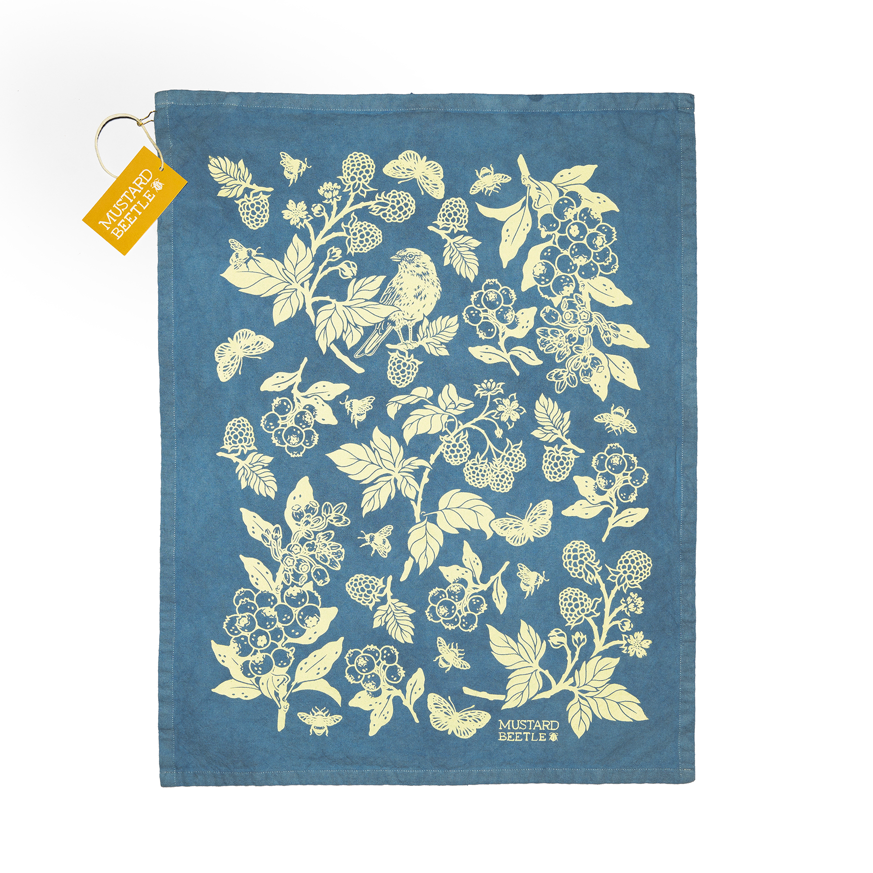 Mustard Beetle - Wholesale Tea Towel - Hand Dyed + Screenprinted Organic Cotton Tea Towel: Berries8