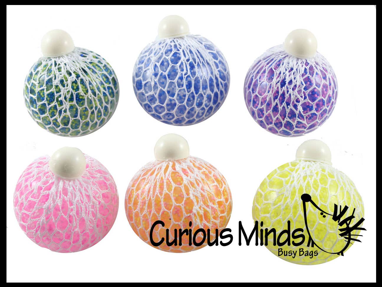 Curious Minds Toys – Engroshandel Fidget - Børn – 1 Konfetti Gel Fyldt Mesh Net Blob Ball - Squishy Fidget10