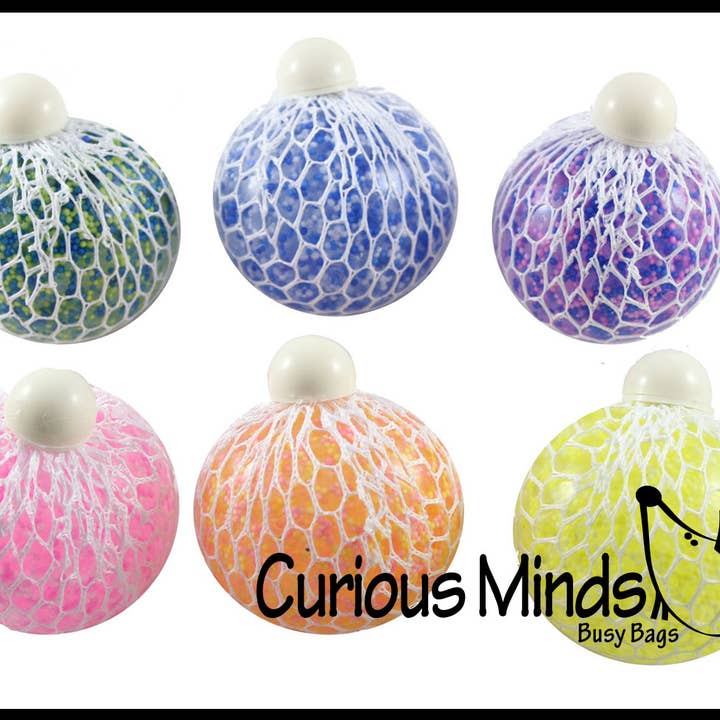 Curious Minds Toys – Engroshandel Fidget - Børn – 1 Konfetti Gel Fyldt Mesh Net Blob Ball - Squishy Fidget10