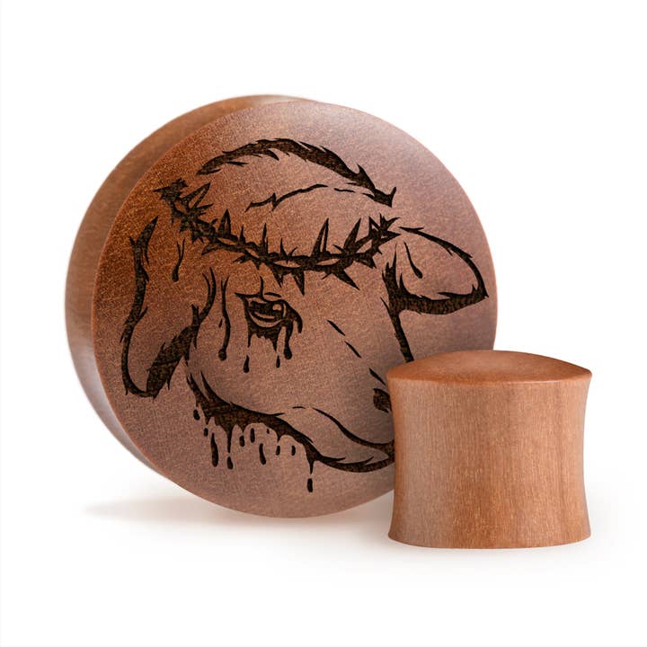 Tappo/manometro Sacrificial Lamb - Saba Wood | Doppia svasatura convessa per la vendita all'ingrosso da parte di Custom Plugs