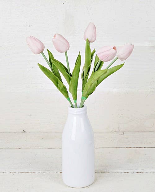 Impressive Enterprises, Inc. - Wholesale Artificial Flowers - 75436 - 15inL real touch Tulip Bud Stem-LT Pink
