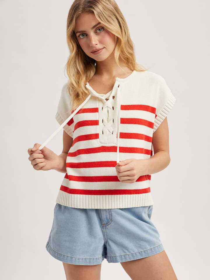 STRIPED SWEATER TOP / WL25-11655 for wholesale by Wishlist Apparel