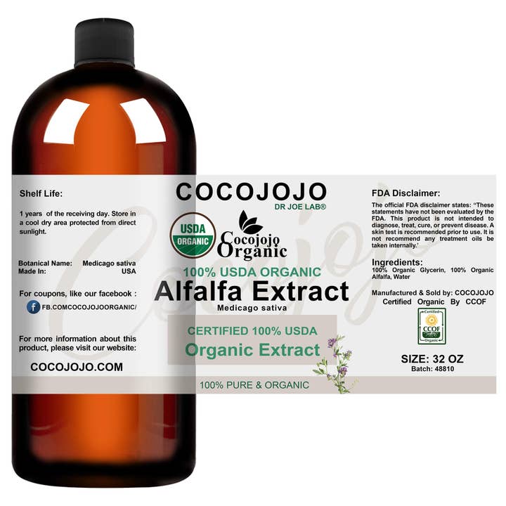 Coco jojo - Vente Concentré/sérum pour le visage - Extrait de luzerne — USDA Organic3