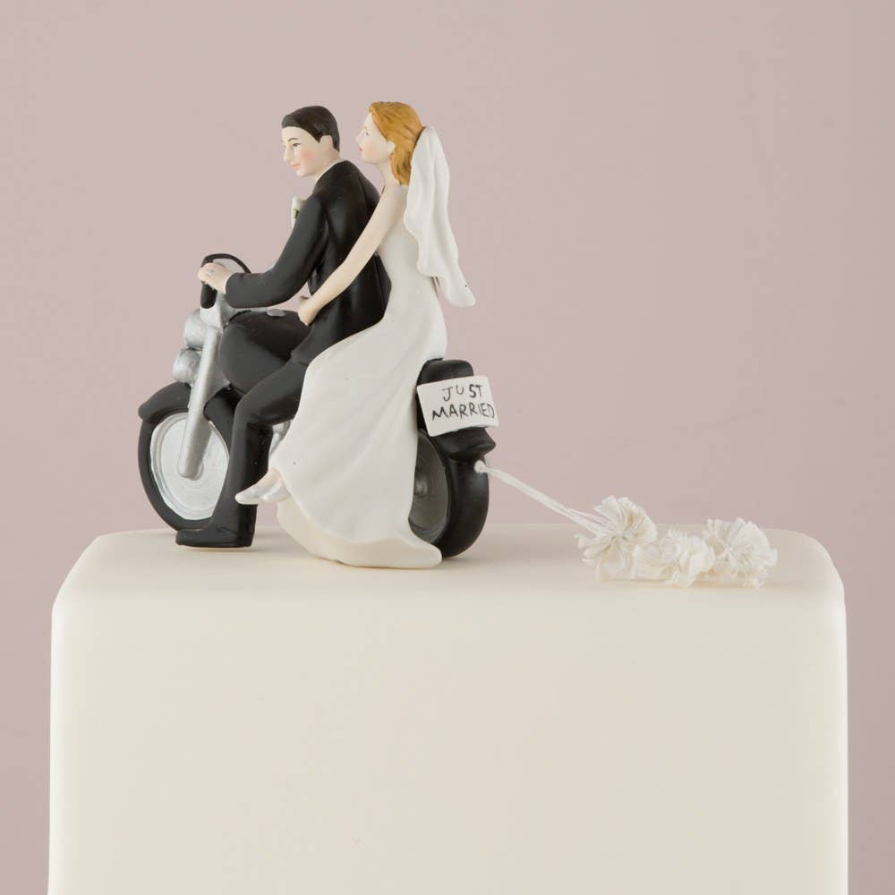 Weddingstar Inc. – Estatueta decorativa por atacado – Estatueta de casal de noivos de motocicleta “Get-away”2