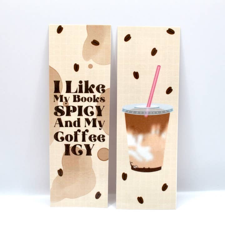 Boeken Pittig, Koffie Ijzig Boekenlegger, Dubbelzijdig voor wholesale door Crowded Cat Studio