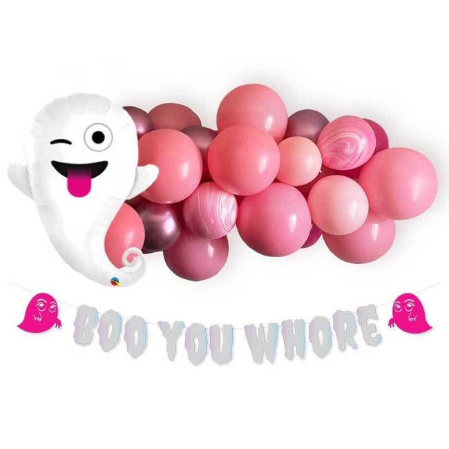 Boo You Whore Halloween Badass Balloon Mini Garland DIY Kit for wholesale by Badass Balloon Co.