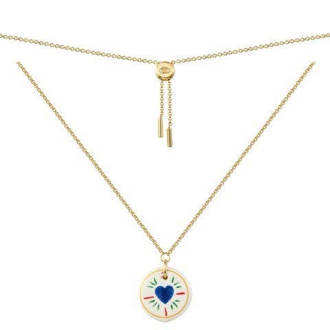 BLAUES HERZKERAMIKHALSBAND - FAIENZ für den Großhandel von ARMERIA BIJOUX