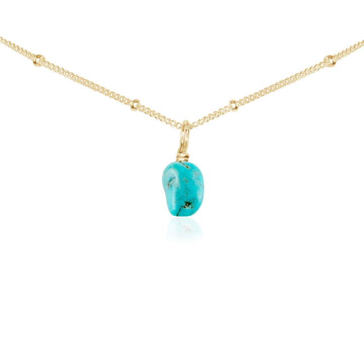 Luna Tide - Vente Collier ras-de-cou - Petit collier ras du cou avec pendentif en turquoise brute11