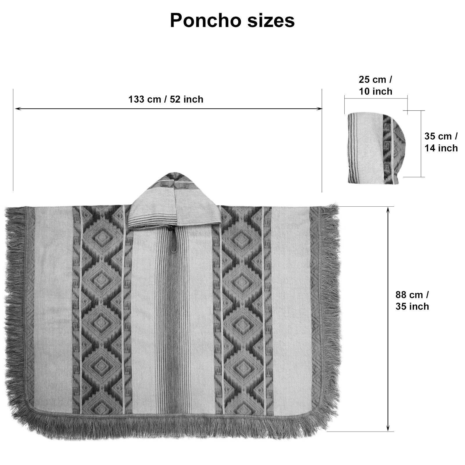 ECUALAMA – wholesale Poncho – Women's – Conambo - Lightweight Baby Alpaca Fringed Hooded Poncho - Taupe & Charcoal - Unisex14