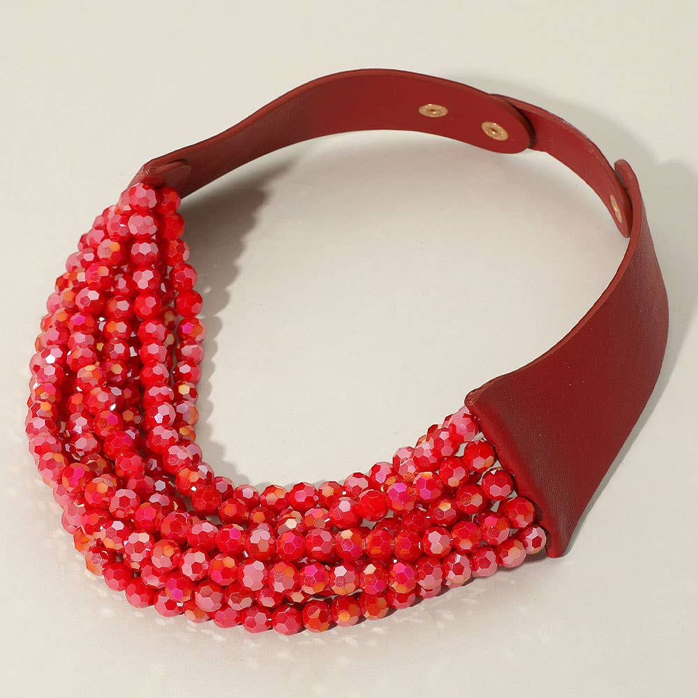 Sensibling Corp. – Engroshandel Perlehalskæde – Chunky akryl perle multi-lags faux læder halskæde18