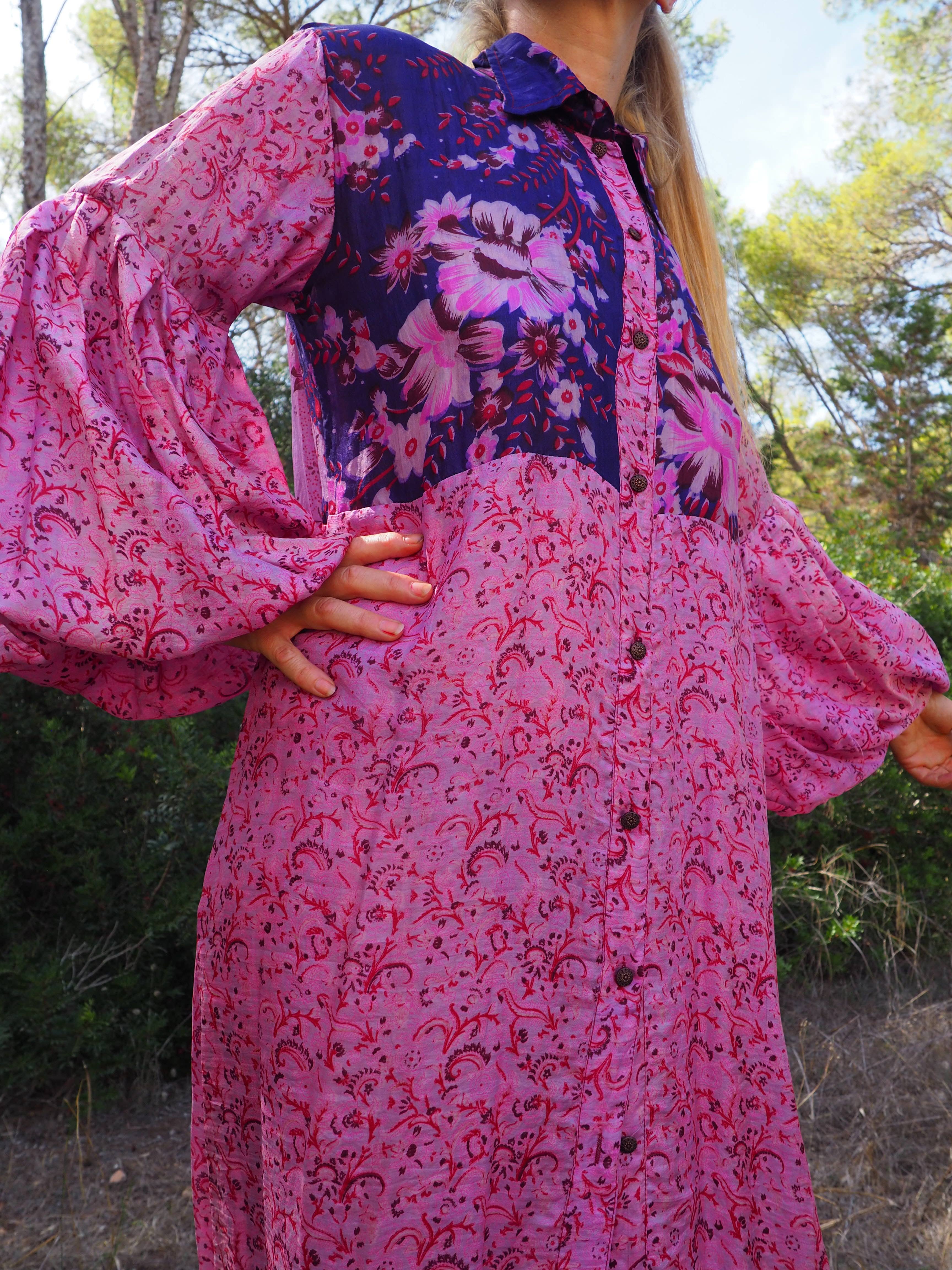 Vagabond Ibiza - Wholesale Dress - Women's - The Lenya Dress– Up-cycled Vintage Sari Dress 29