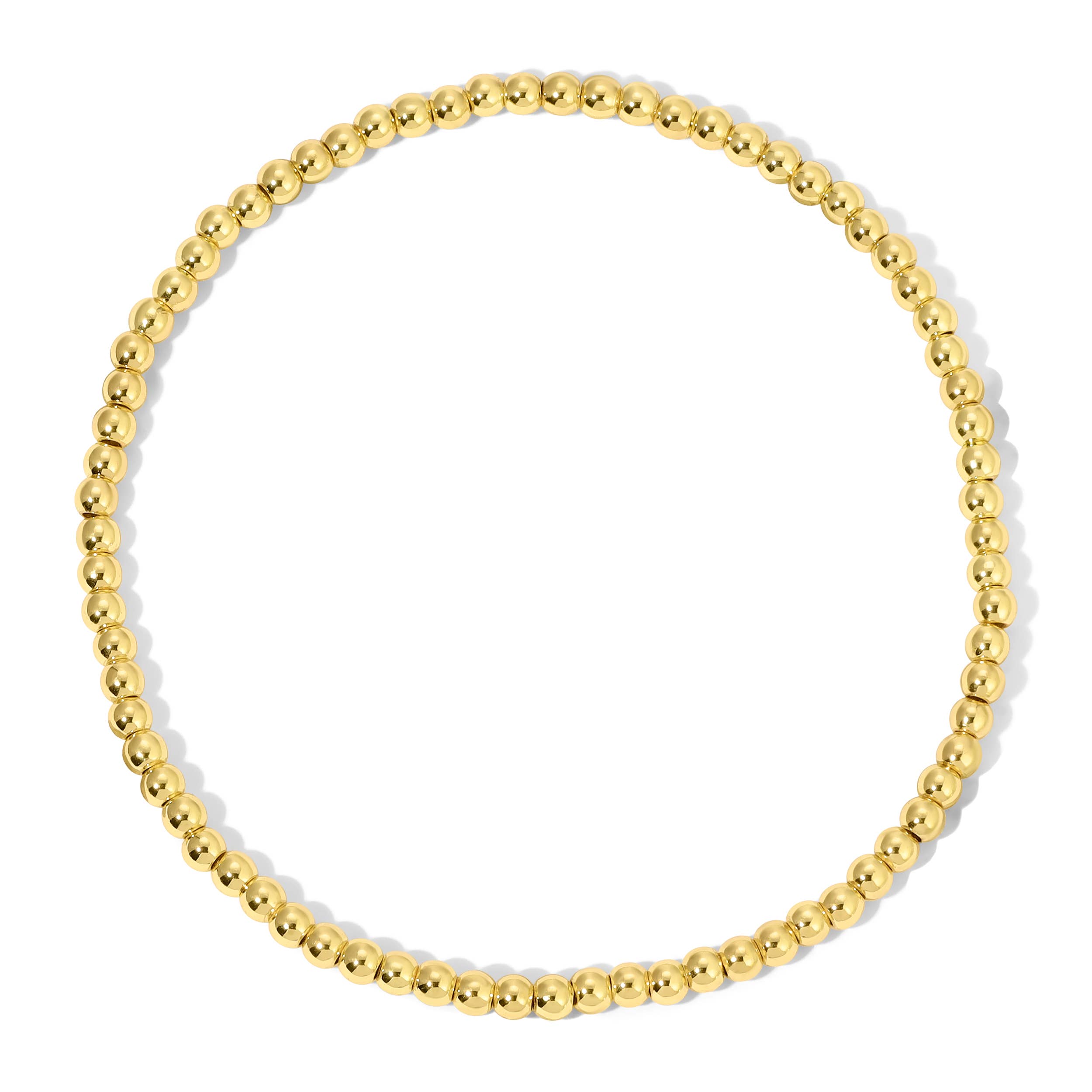 My Fun Colors – wholesale Beaded bracelet – Fashion Fortunes Gold Metal 3mm Beaded Stretch Bracelet2