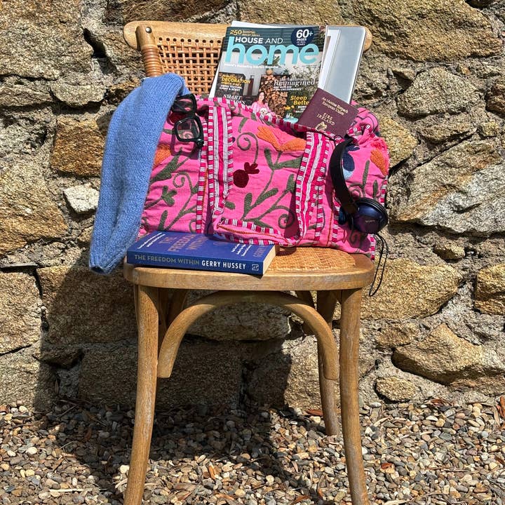 Rosa handbestickte Tragetasche für den Großhandel von LNH EDIT