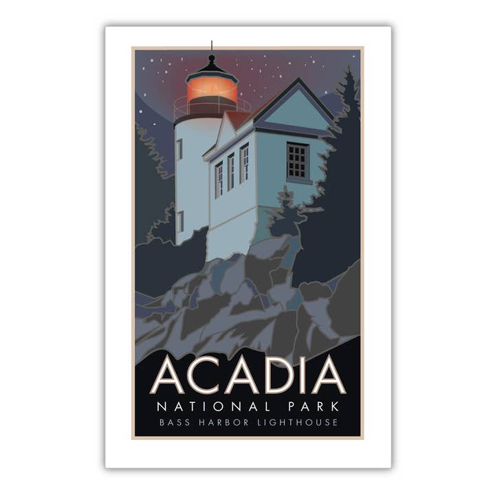 Acadia Park, Leuchtturm Bass Harbor Head, Maine - Plakate für den Großhandel von Travel Posters by M&W Design Co.