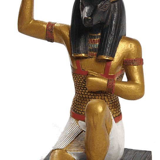 Anubis Ancient Egyptian God of Dead Saluting the Rising Sun Statue 8H for wholesale by Museum Wholesale Inc
