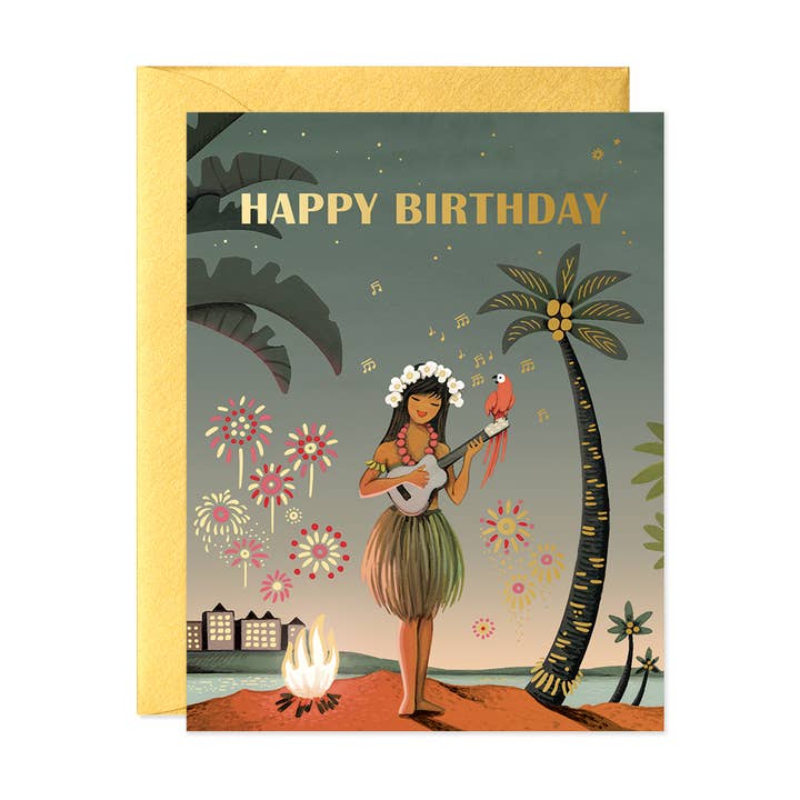 Hawaii Girl Birthday Greeting Card for wholesale by JooJoo Paper
