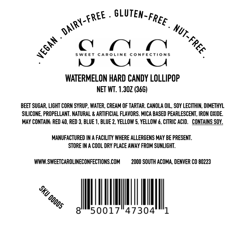 Sweet Caroline Confections – Chupa-chupa por atacado – Lollipops Rosa e Dourado, Sabor Melancia, 10/Case-vegan1