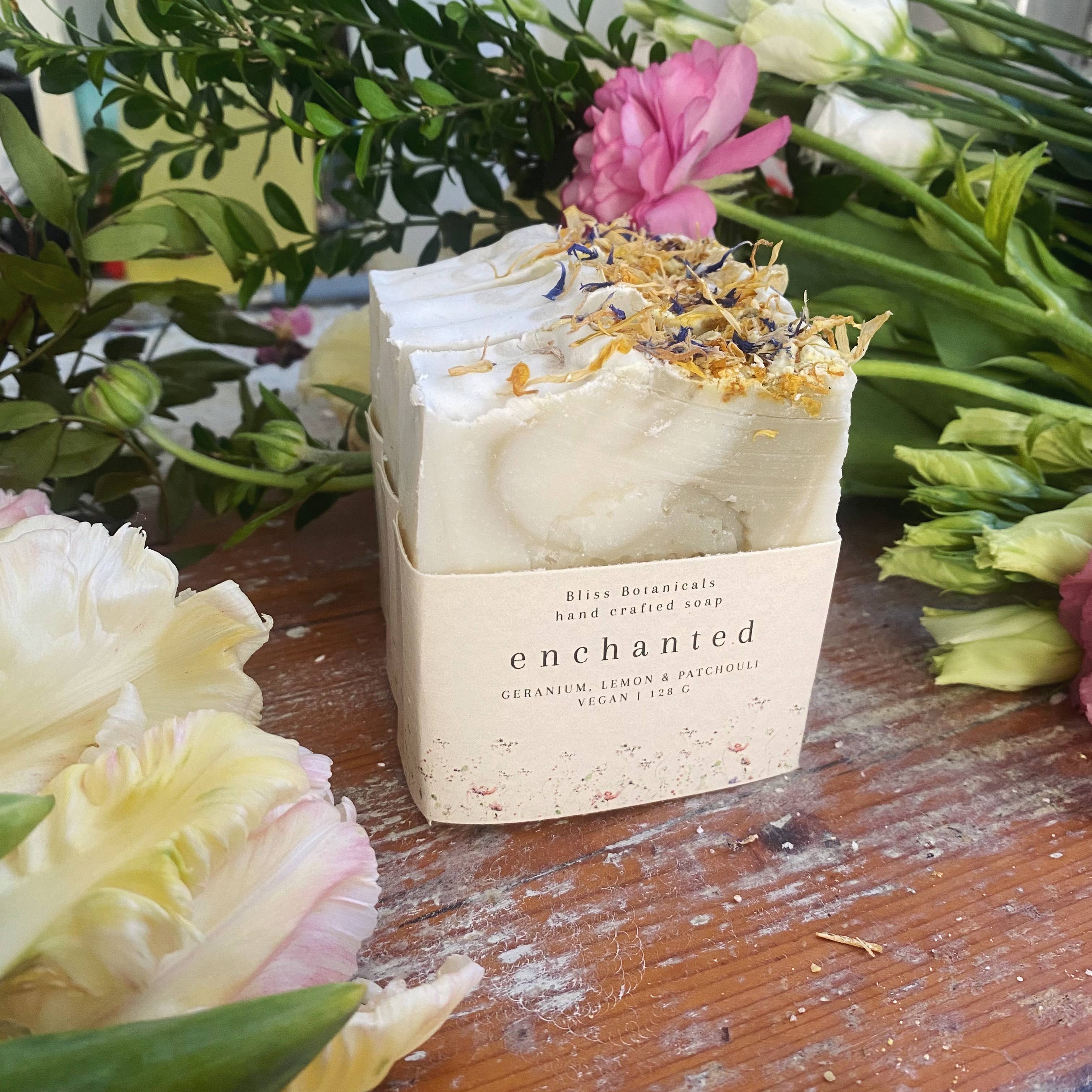 Bliss Botanicals – wholesale Bar Soap – Enchanted Soap - Geranium, Lemon and Patchouli 4
