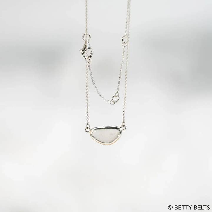 Silver Hope Sea Glass Necklace for wholesale by Betty Belts | Ocean Lovers®