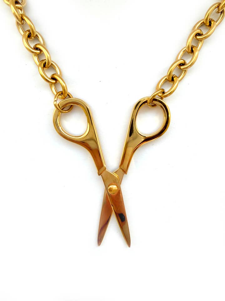 Scissor Necklace in Gold for wholesale by Coco Clem