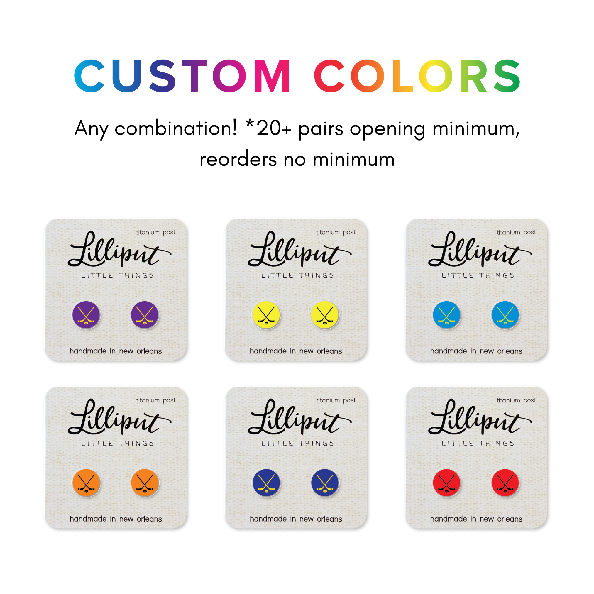 Lilliput Little Things – Brincos de pino por atacado – Brincos de Hóquei no Gelo - Cores Personalizadas Disponíveis!4