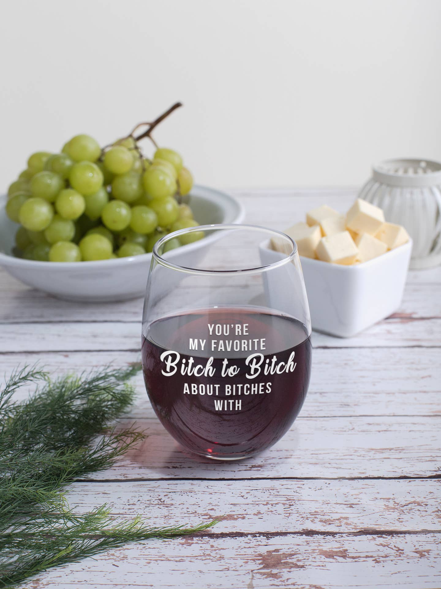 Calm Down Caren - Wholesale Wine Glass - You're My Favorite Bitch - 17oz. Stemless Wine Glass