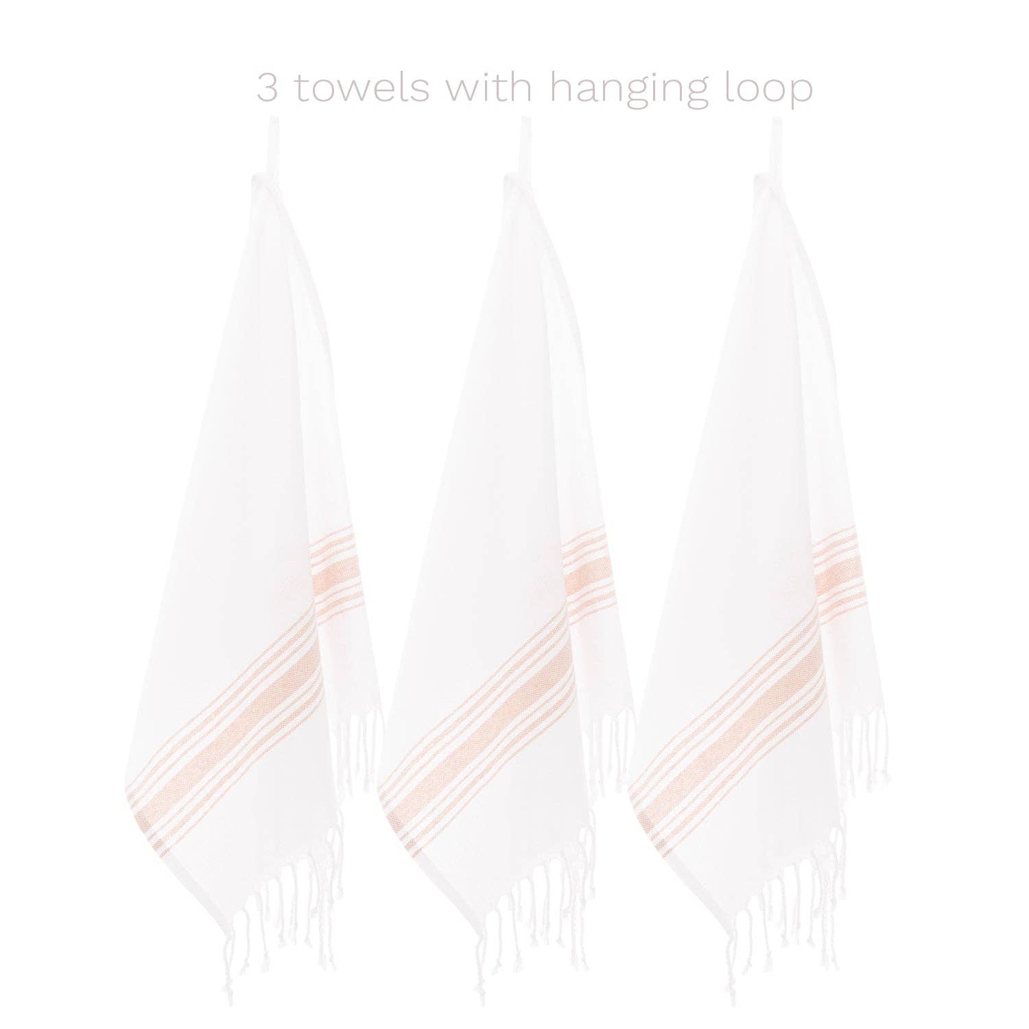 Barooga - Wholesale Hand Towel - Farmhouse Turkish Hand Towel (Set of 3), 18 x 38 inches38